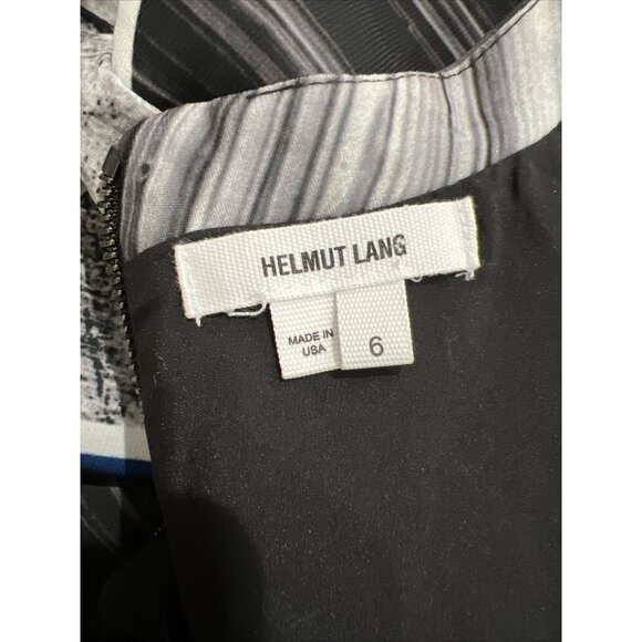 Helmut Lang Colorblock Leather & Print Short Sleeve Dress With Back Zip Closure - Picture 7 of 11